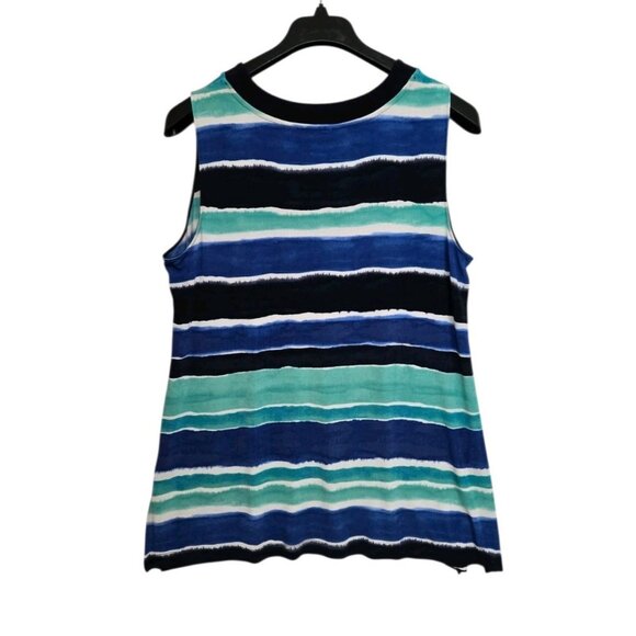 Chicos Travelers Womens Size 16/18 Striped Sleeveless Top Slinky Stretch Casual - Picture 2 of 6